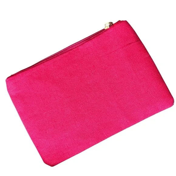 Handmade WINE$ Beaded Coin Purse Bright Pink Lipstick Pouch & Card Holder - Picture 2 of 4